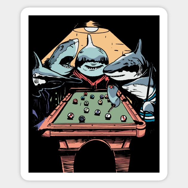 The Pool Sharks // Funny Billiards Velvet Painting Parody Sticker by Now Boarding